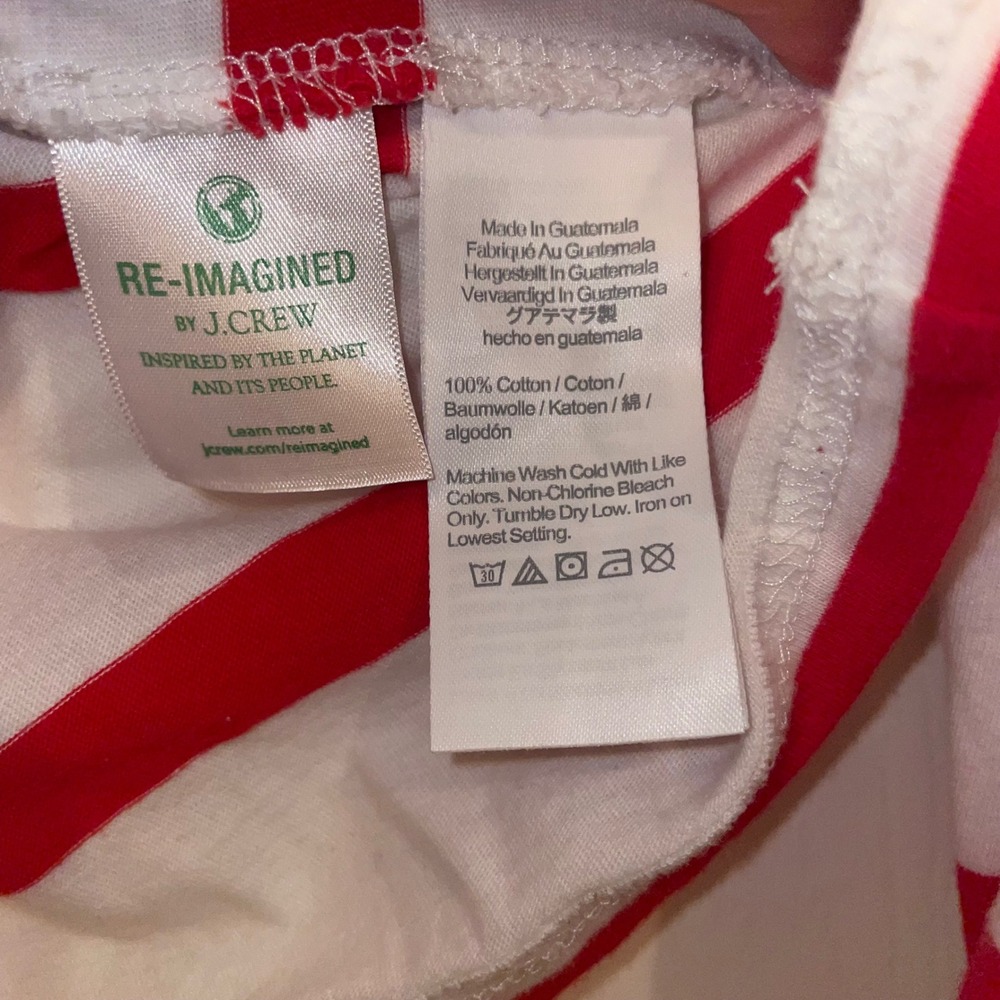 J.Crew‎ Re-Imagined Red White Striped Boatneck Long Sleeve Cotton Tee AW619 SP21 - Picture 4 of 6